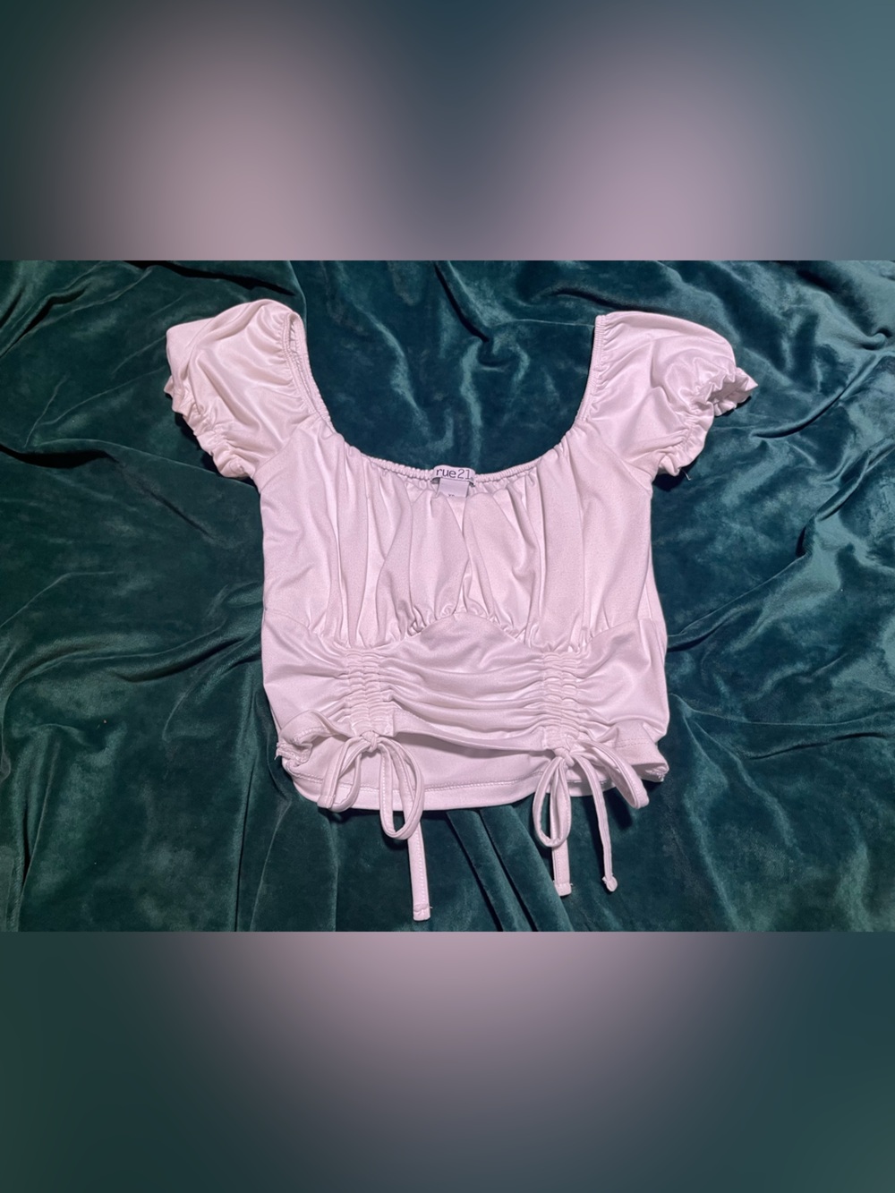 Ruched white Square-Neck Crop Top by rue21